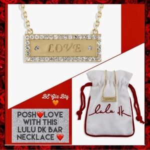 🆕 NWT Lulu DK Bar Necklace “LOVE” Sparkly Cubic Zirconia Studs